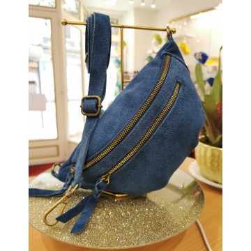 Sac banane: bleu jean daim