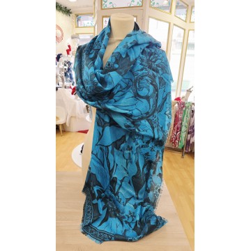 Etole en cachemire turquoise