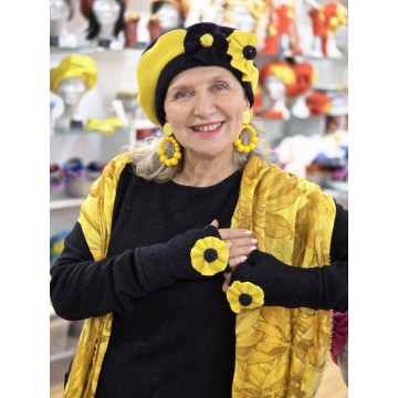 NYMPHEA noir /citron. Béret