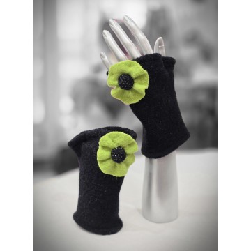 FLORALIES noir/anis .mitaines