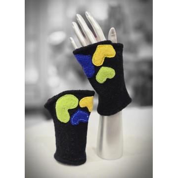 AMOUR noir/anis. Mitaines