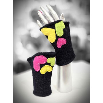 AMOUR noir/fuschia. Mitaines