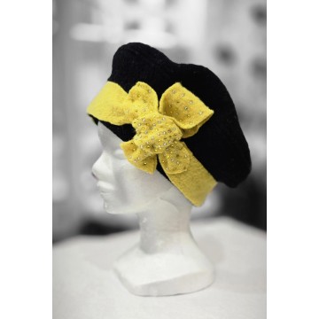 PÉPITA noir/jaune. Béret