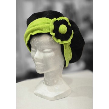 ROMANCE noir/anis. Béret