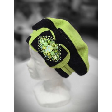 PRÉCIEUX anis/noir. Béret