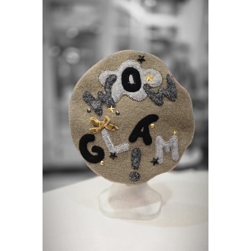 L' ESPIÈGLE noir/beige. Béret