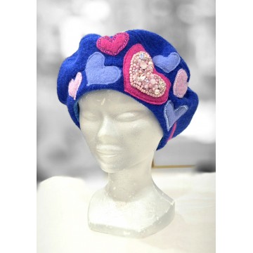 AMOUR saphir/fuschia  .Béret